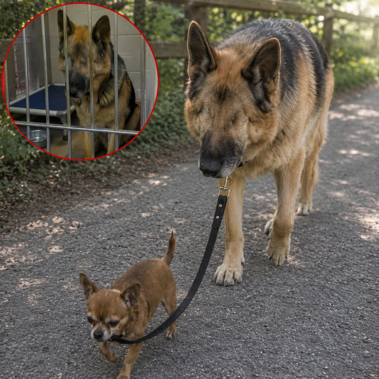 🥹🐾 Una pequeña chihuahua se convirtió en los ojos de un pastor alemán ciego